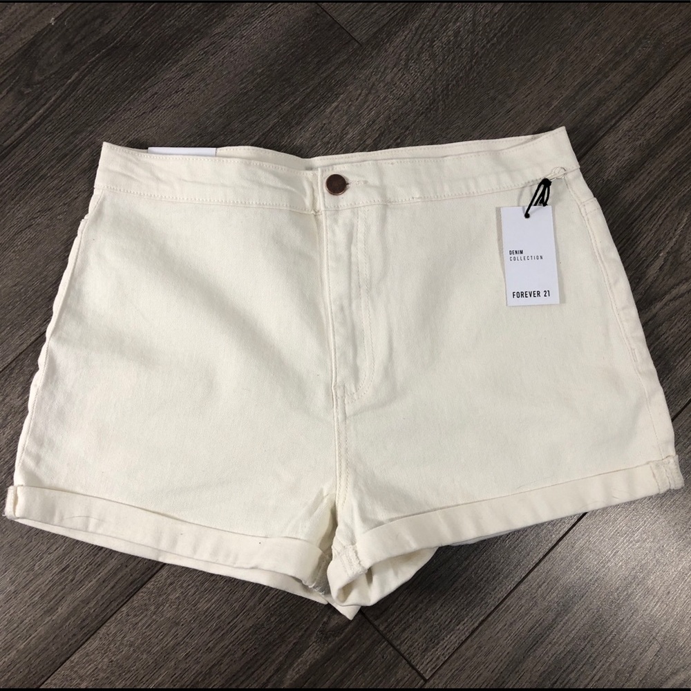 Forever21 High Rise Denim Shorts White/Cream US 30